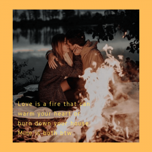 Love is a fire that can warm your heart or burn down your house. Mine is both btw.